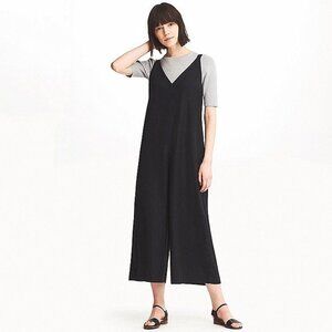 Uniqlo Wide Leg Linen Blended Jumpsuit - Small, Black